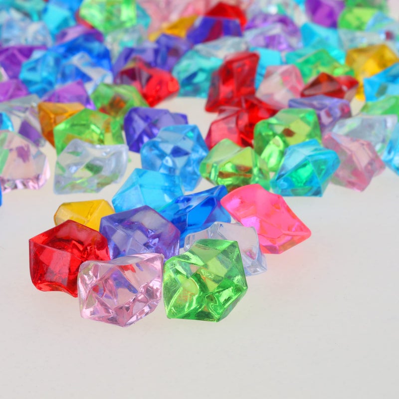 PMLAND Clear Fake Ice Rocks â€“ 550 Pcs Large Multicolor Acrylic Gems Crushed Plastic Diamonds, 3Lbs/2.25 Quarts Bulk Vase Filler for Centerpieces Wedding Theme DÃ©cor Aquarium Table Scatter - Image 3